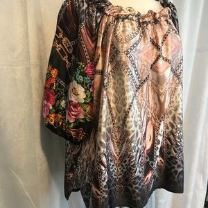 Floral silk peasant top